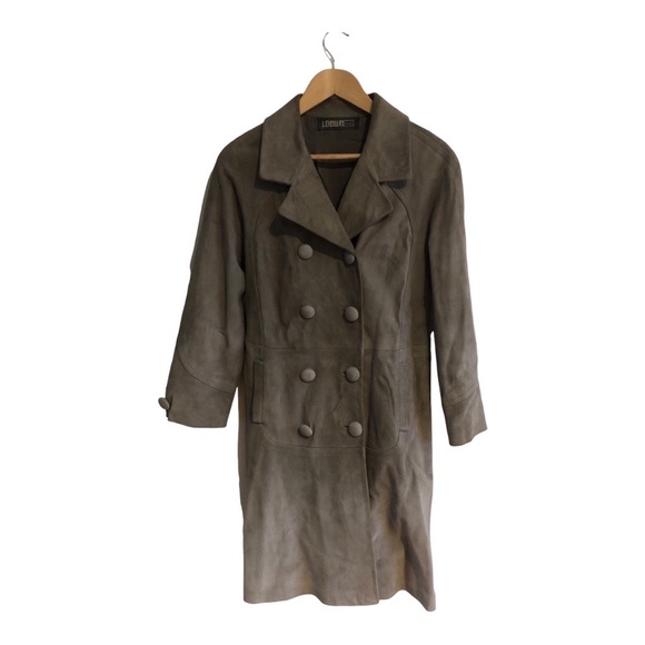 Beautiful vintage camel leather Gray  coat unisex. size 44 - Picture 2 of 8